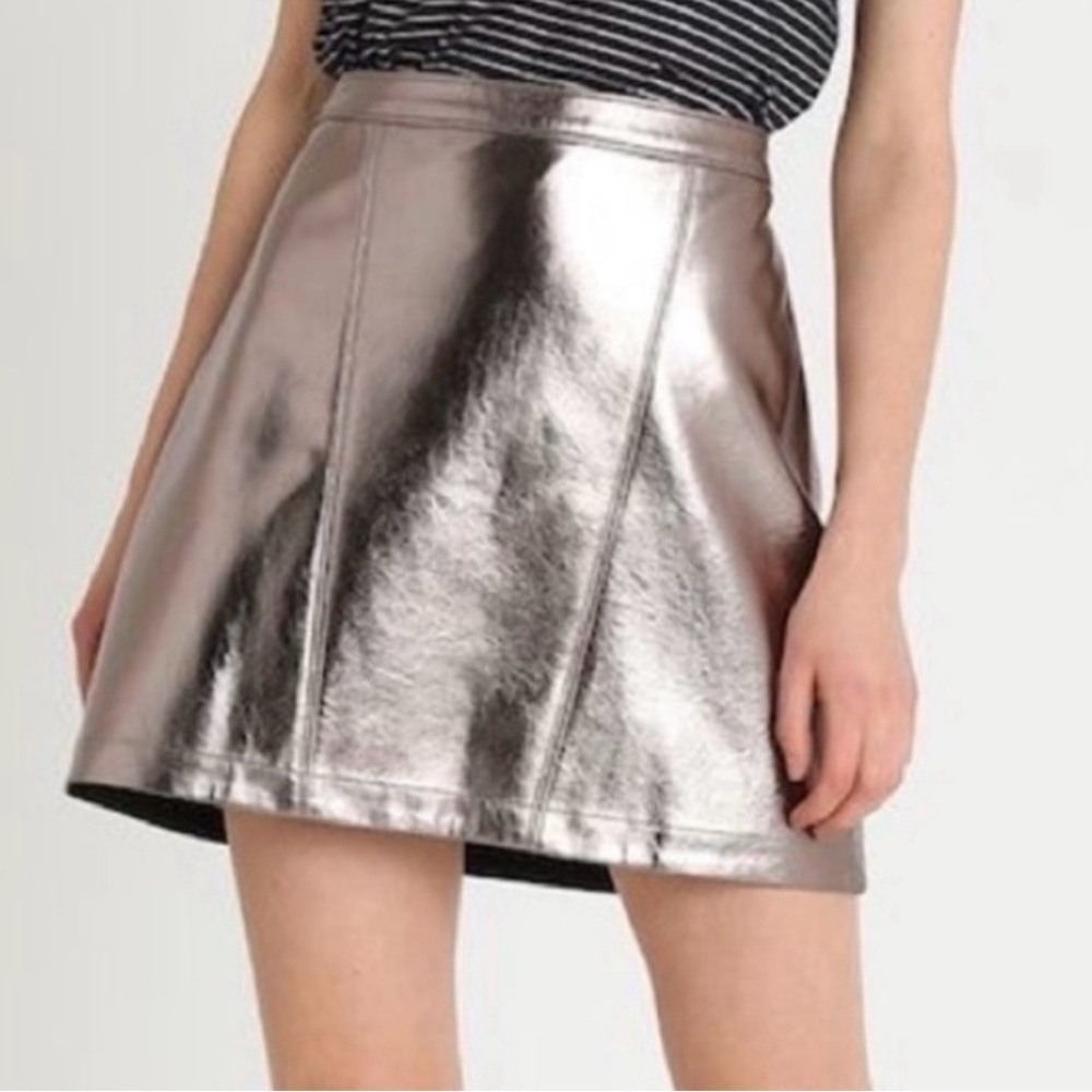 NWT Abercrombie & Fitch Metallic Bronze Faux Leather Mini Skirt Size XS